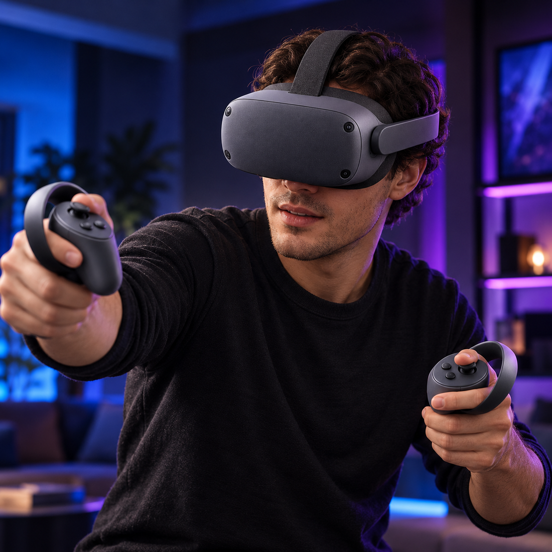 Halveniq Vista V3 Compact VR Headset, gaming setup scene; surrounding props are not included